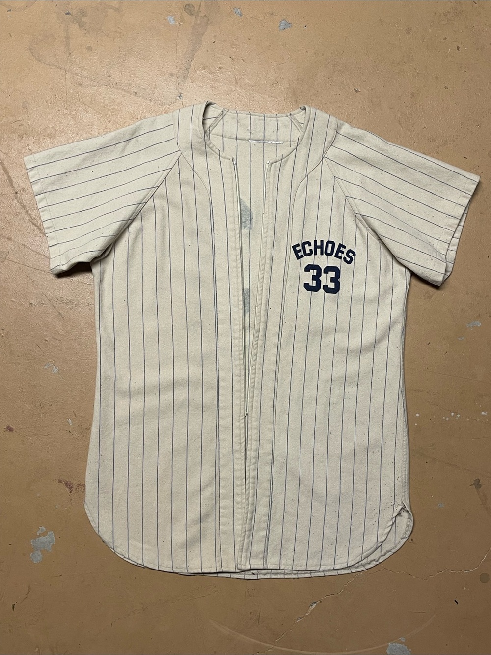 50’s Echoes 33 Cream Wool Pinstripe Mens Baseball Jersey Large/Medium